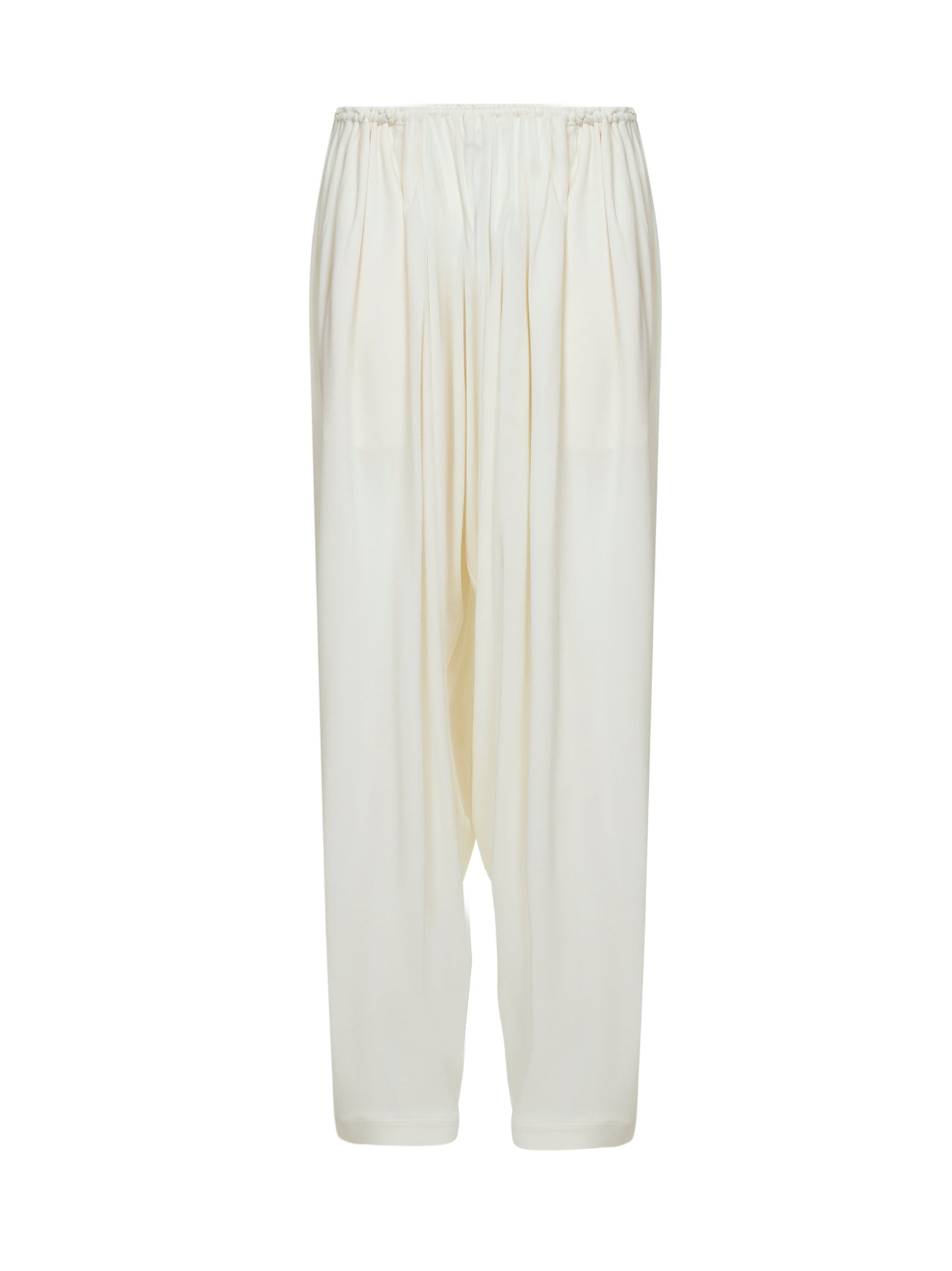 Ivory viscose elasticated waist gathered trousers