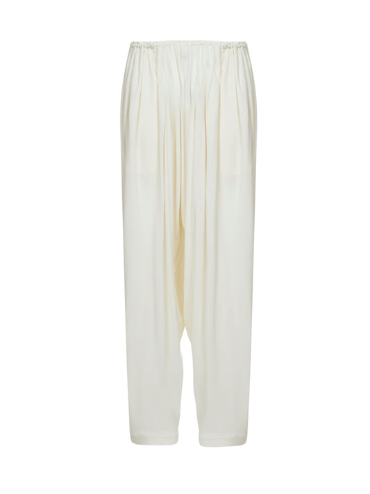 Ivory viscose elasticated waist gathered trousers
