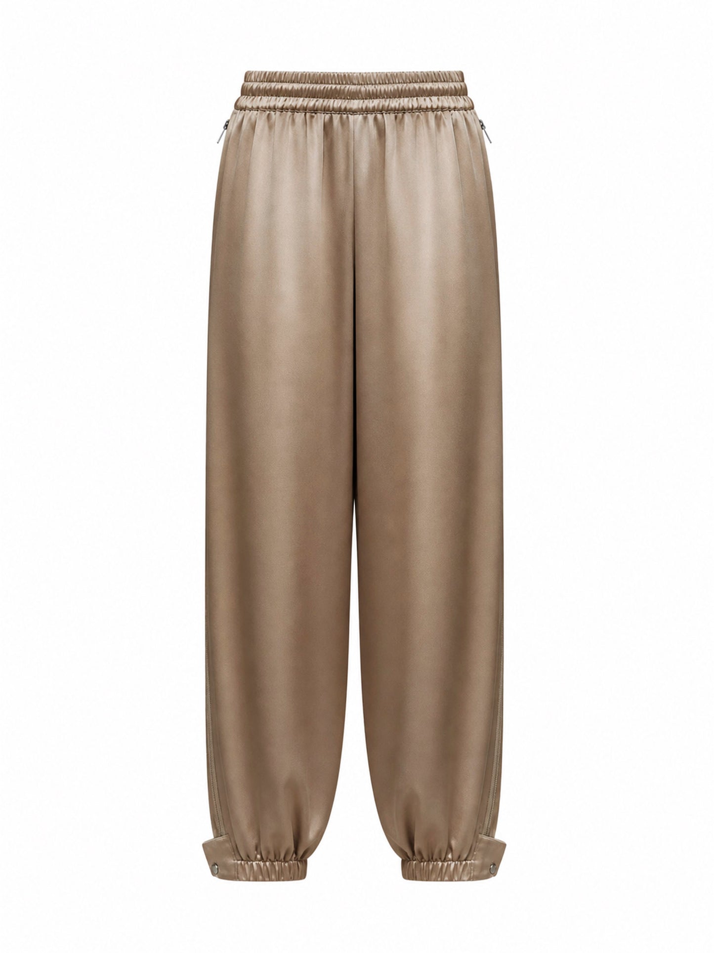 Sesame silk charmeuse articulated vented trousers
