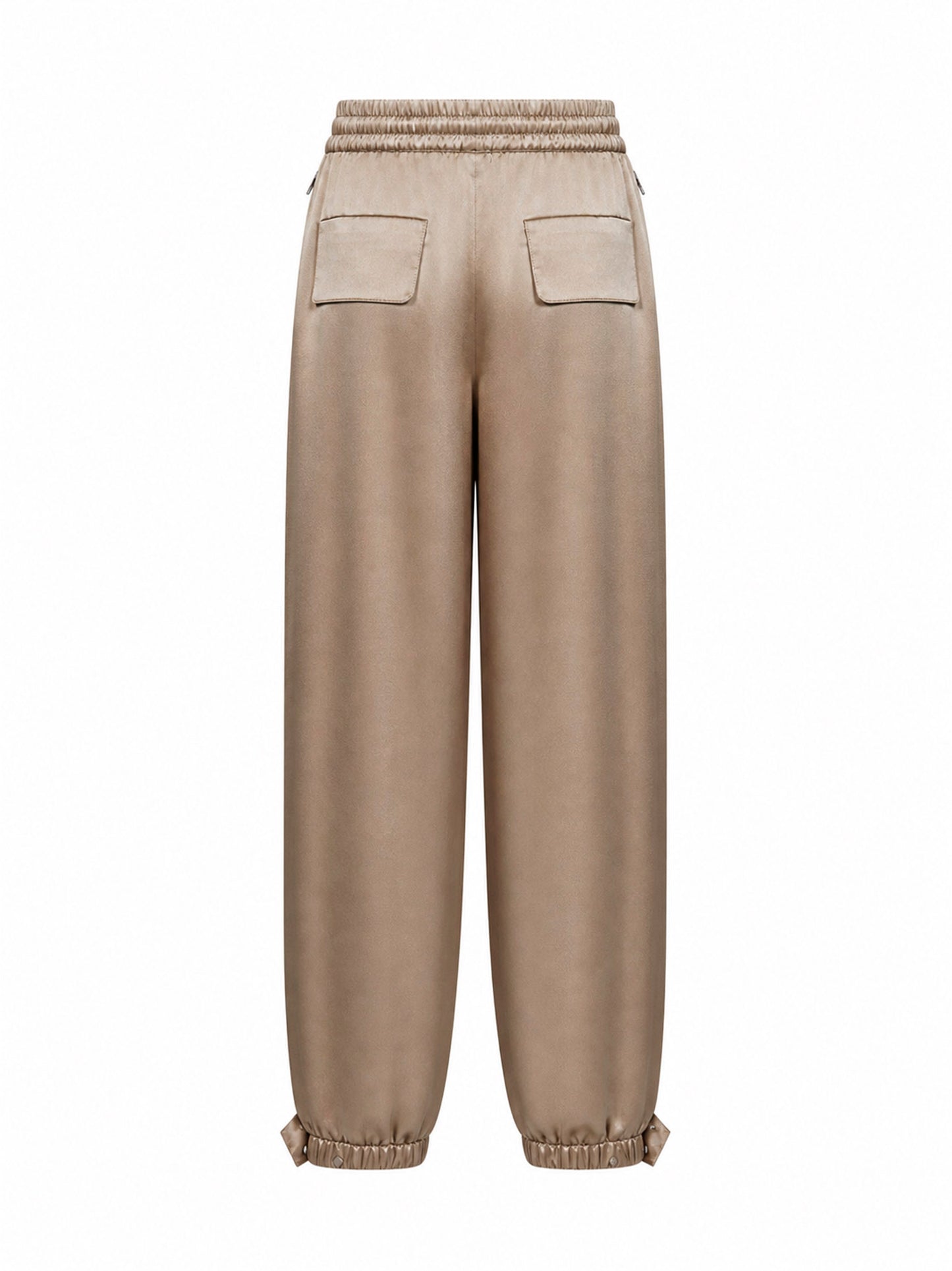 Sesame silk charmeuse articulated vented trousers