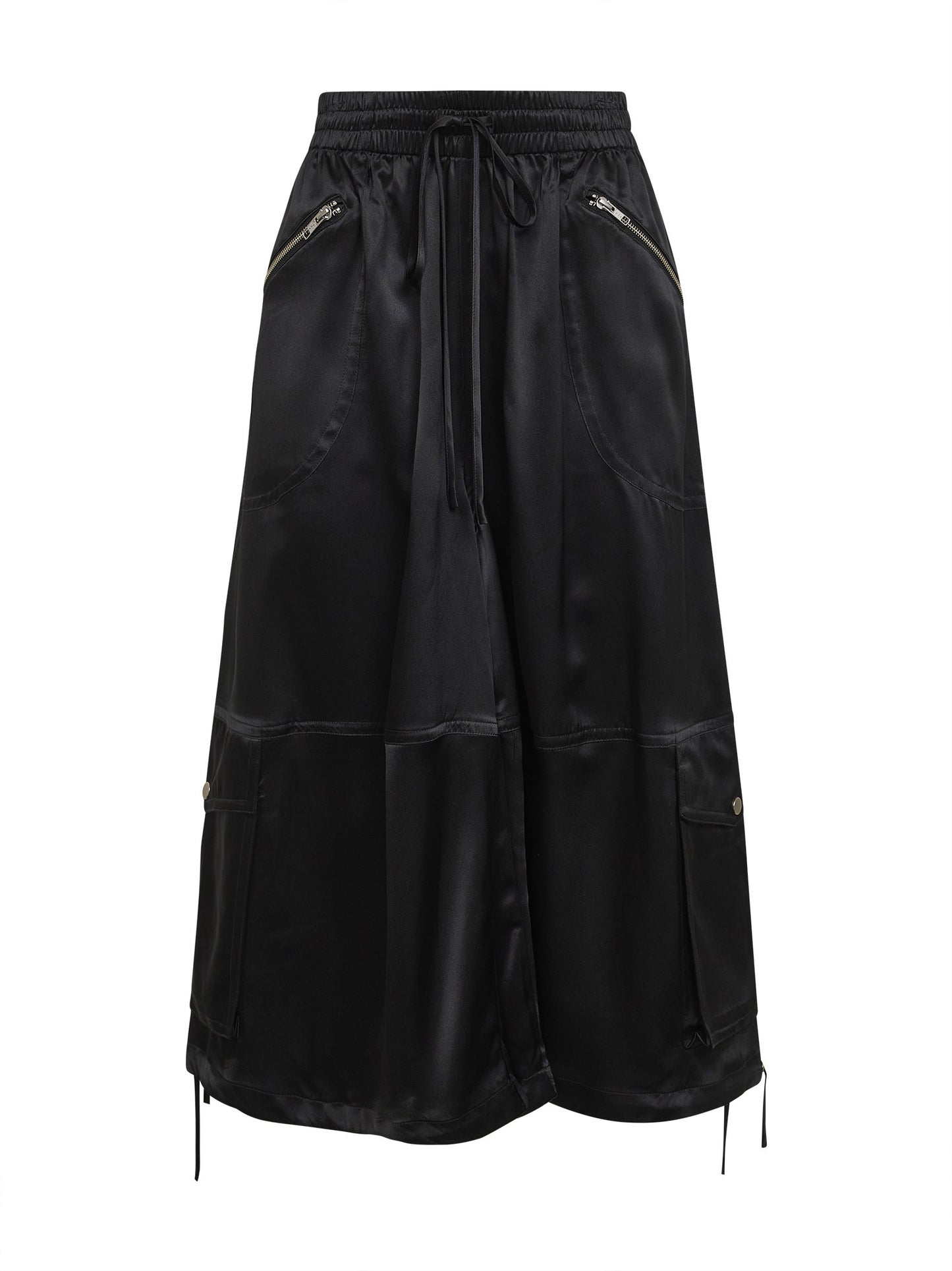 Black silk charmeuse braies trousers