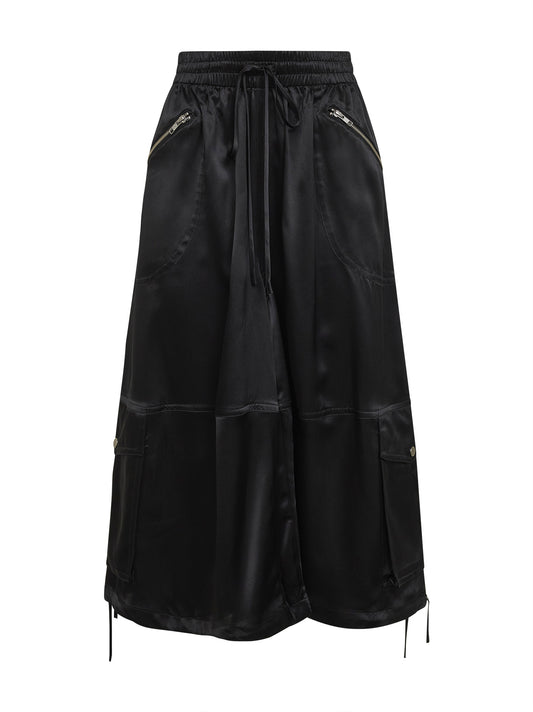 Black silk charmeuse braies trousers