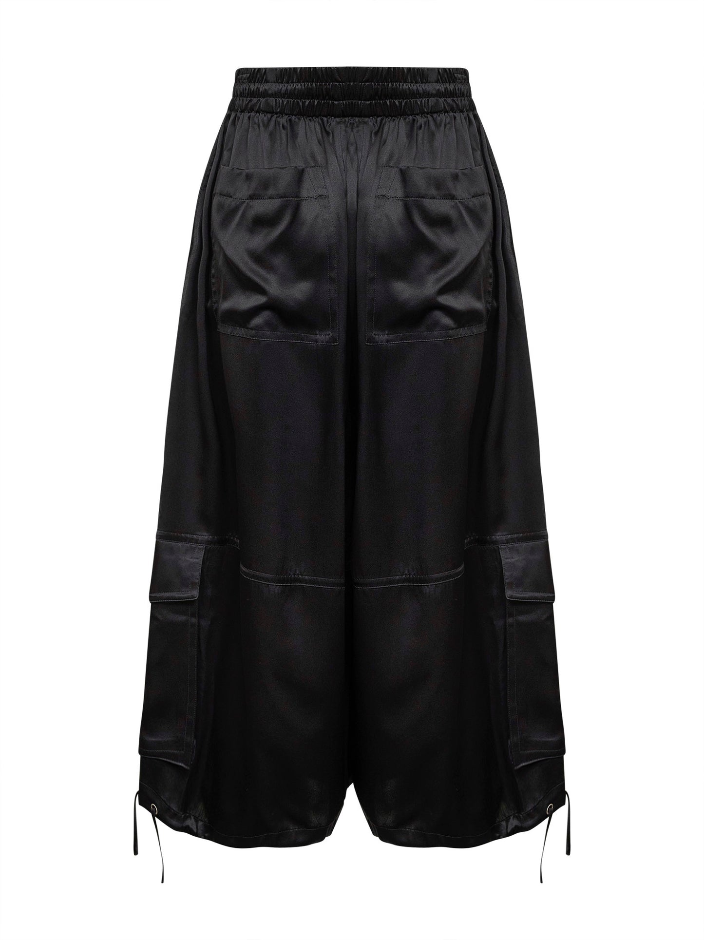 Black silk charmeuse braies trousers