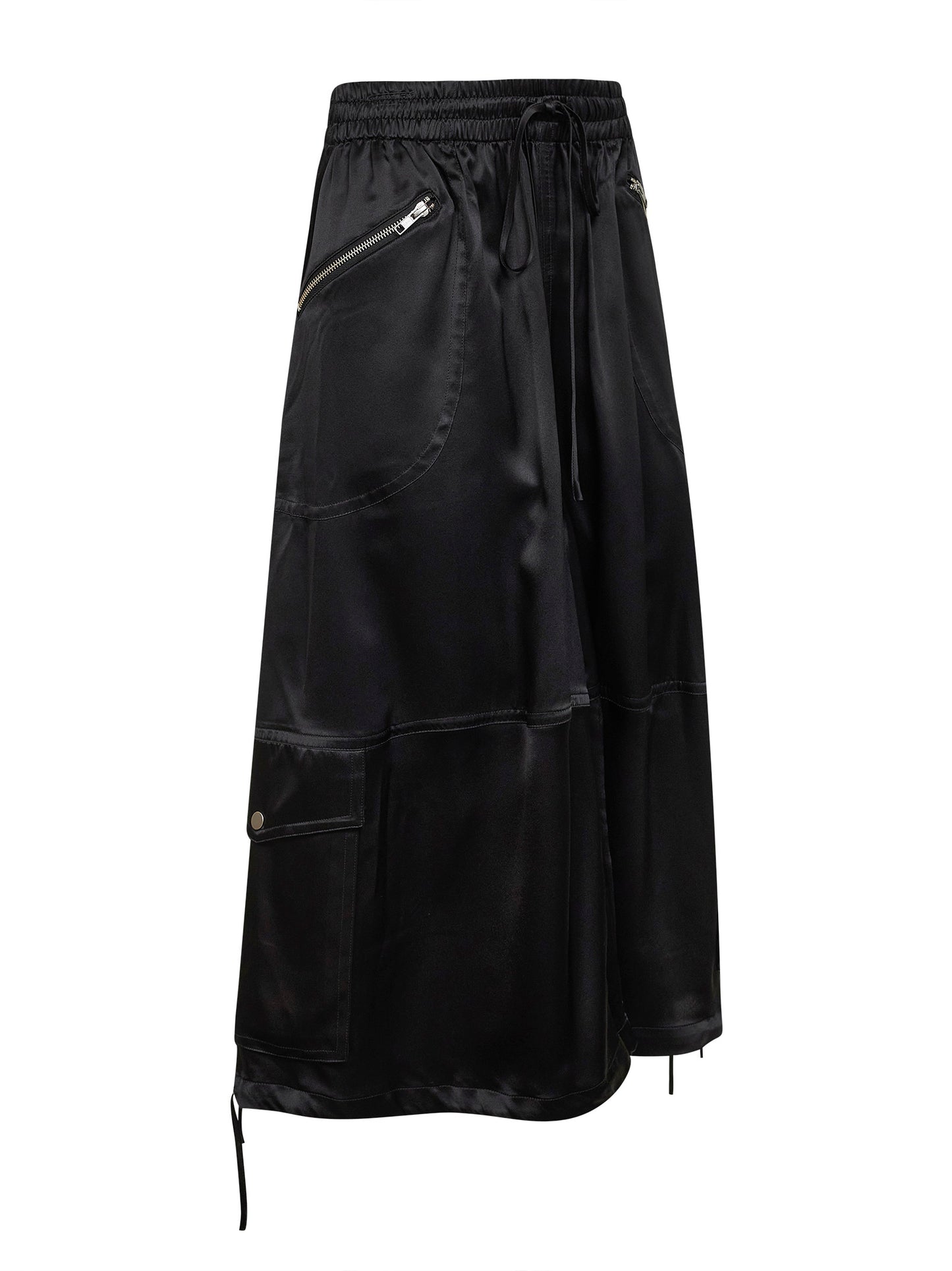 Black silk charmeuse braies trousers