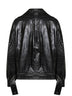 Black leather oversized bomber jacket