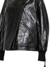 Black leather oversized bomber jacket