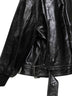 Black leather oversized bomber jacket