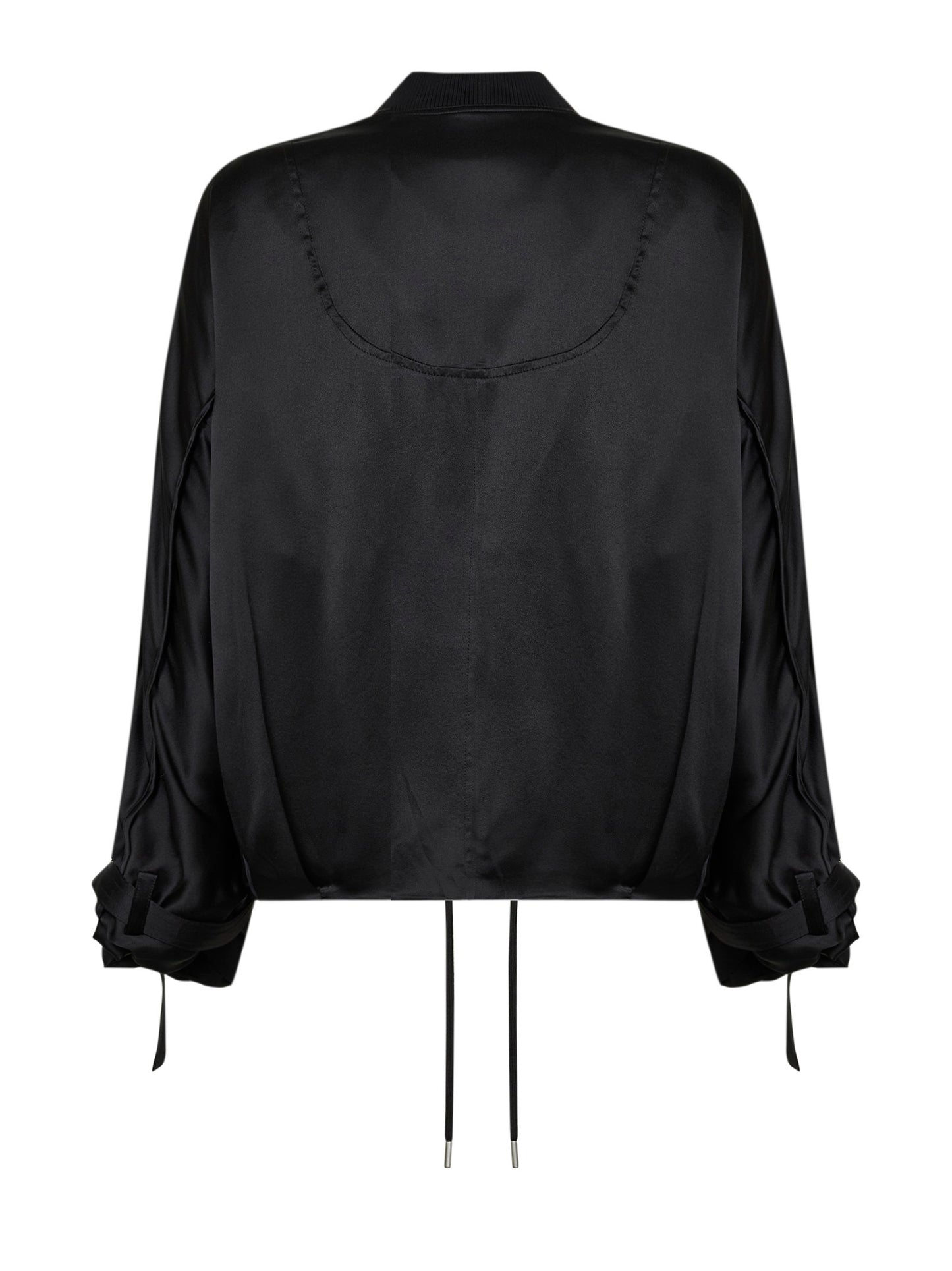 Bomber sportivo in charmeuse di seta nero