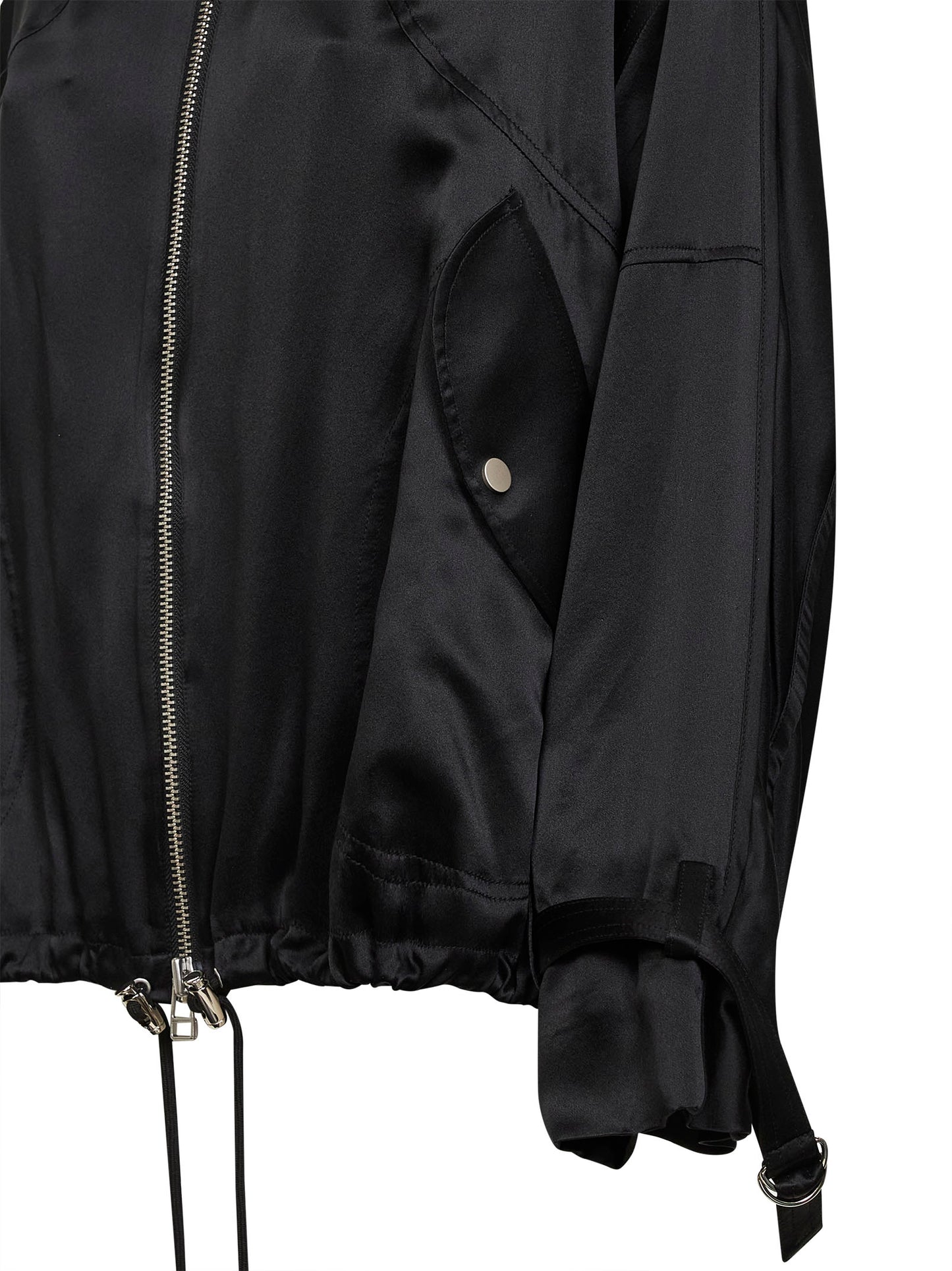 Bomber sportivo in charmeuse di seta nero