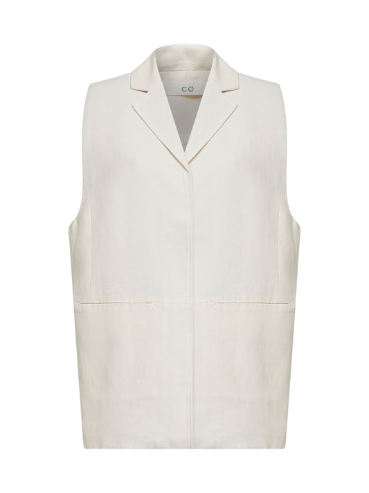 Gilet over in viscosa e lino perla