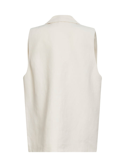 Gilet over in viscosa e lino perla