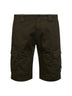Green stretch cotton satin Lens cargo shorts