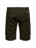 Green stretch cotton satin Lens cargo shorts