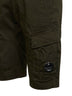 Green stretch cotton satin Lens cargo shorts