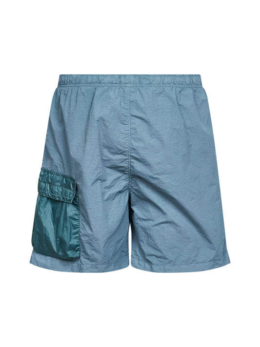 Silver blue Flatt Nylon swim shorts with Lens