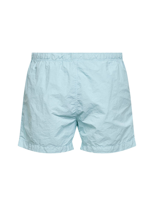 Misty blue Flatt Nylon swim shorts with Lens