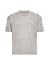 T-shirt a maniche corte in maglia di lino tortora