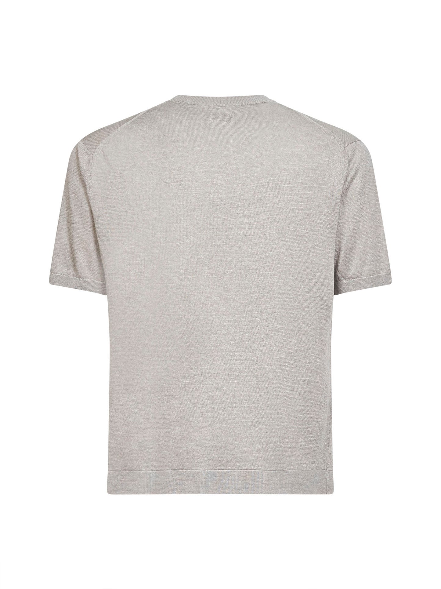 T-shirt a maniche corte in maglia di lino tortora