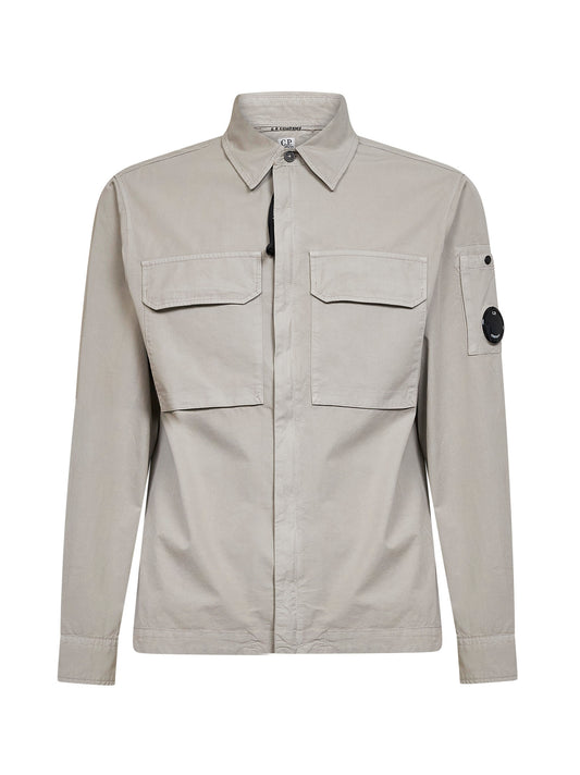 Overshirt Lens in gabardina di cotone organico tortora