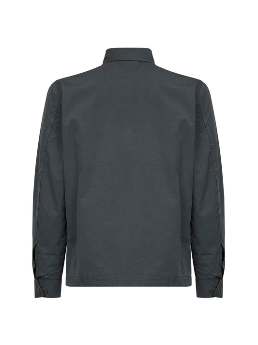 Grey organic cotton gabardine Lens overshirt