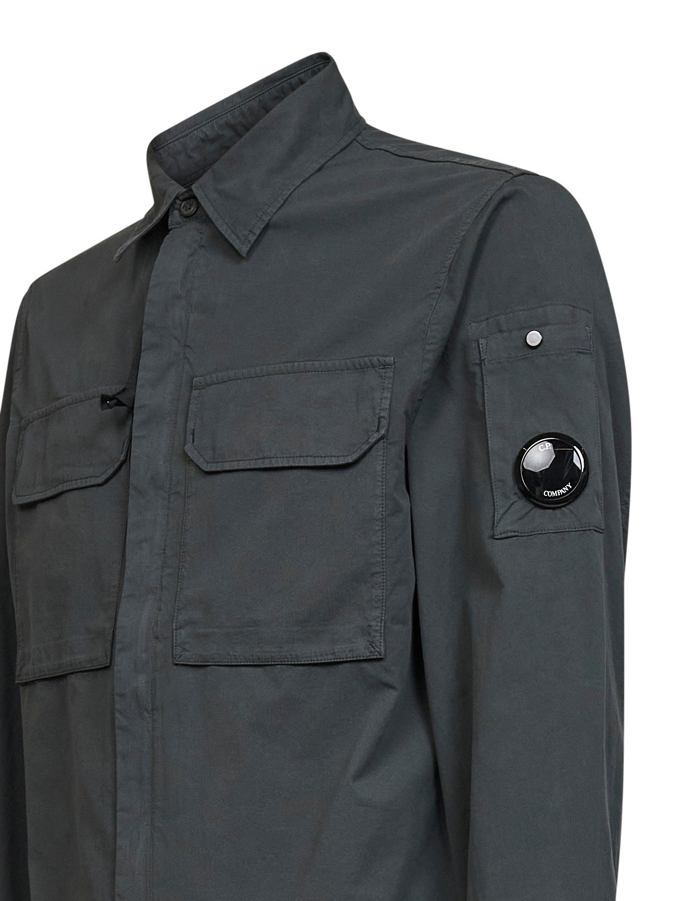 Overshirt Lens in gabardina di cotone organico grigia