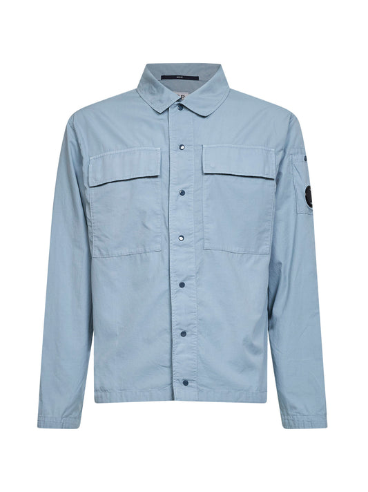 Overshirt Lens in ripstop di cotone azzurro