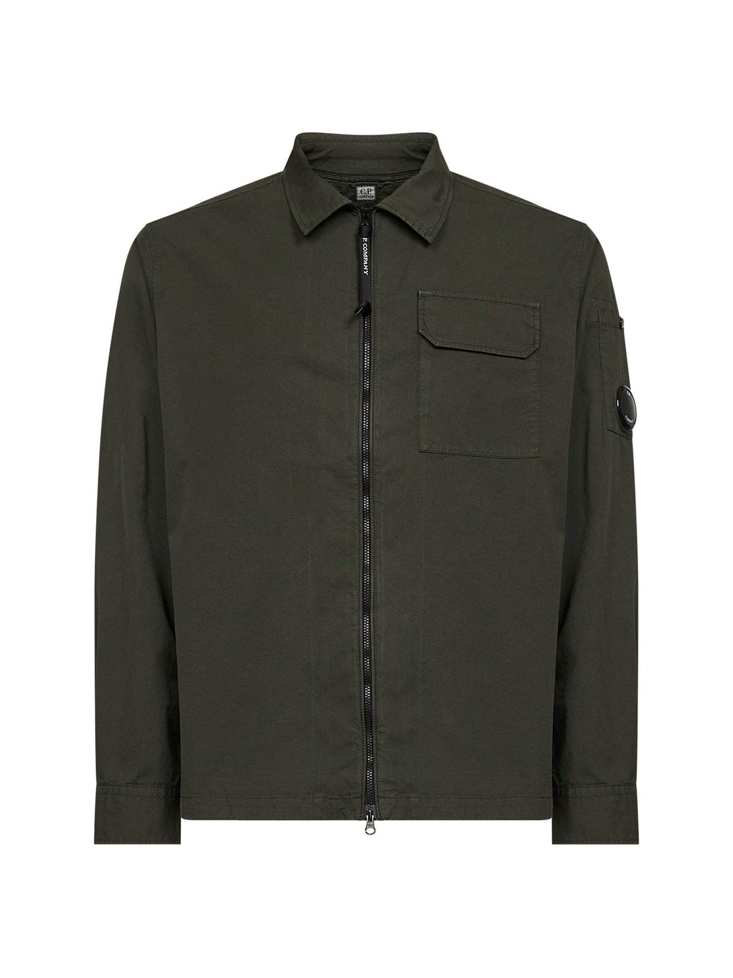 Overshirt Lens in gabardina di cotone organico verde