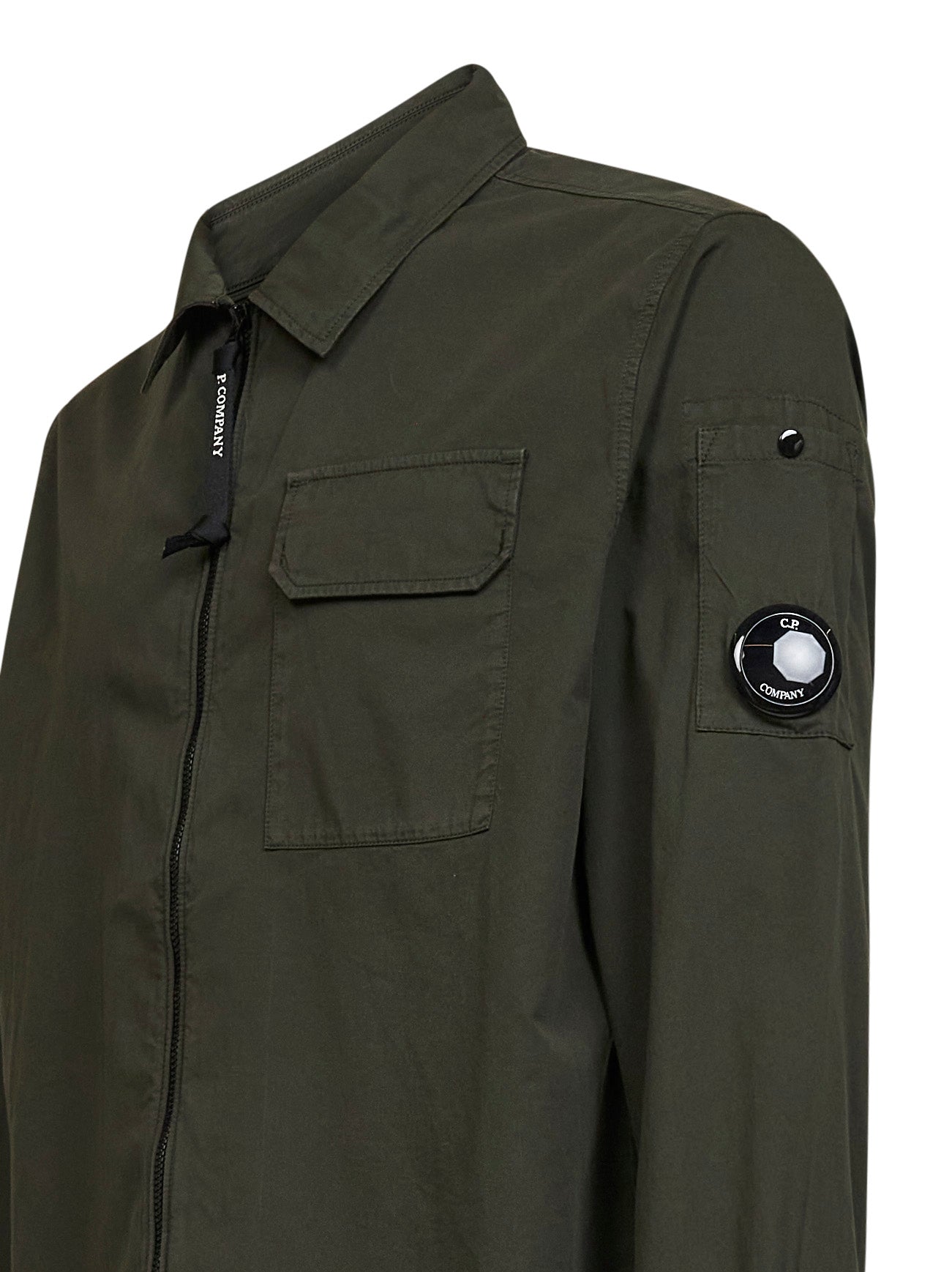 Overshirt Lens in gabardina di cotone organico verde