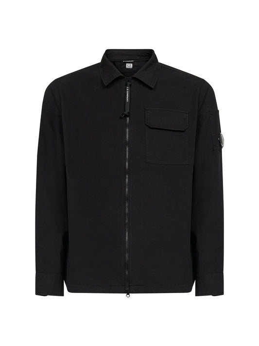 Black organic cotton gabardine Lens overshirt