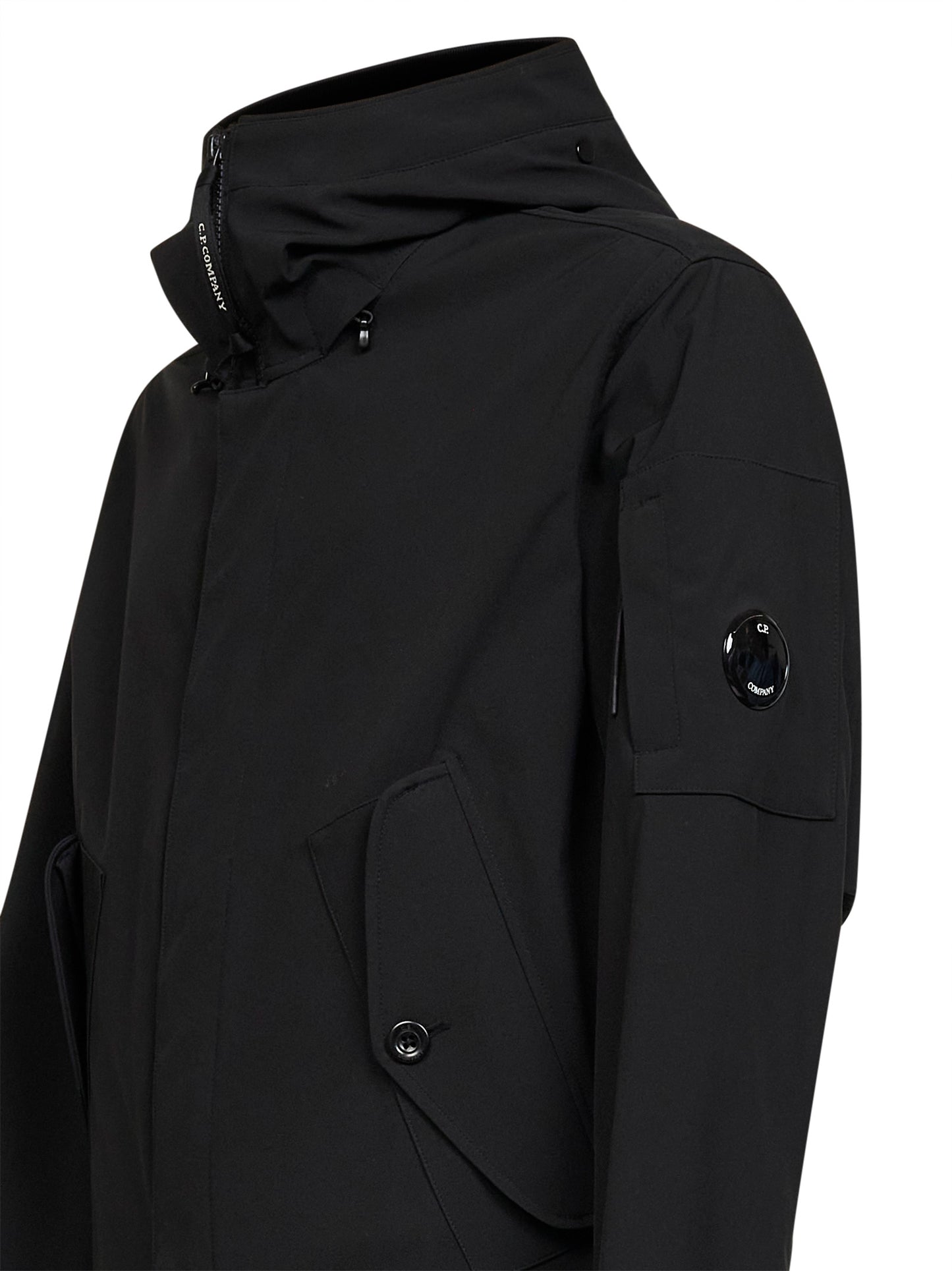Giacca con cappuccio Goggle in C.P. Shell-R nero