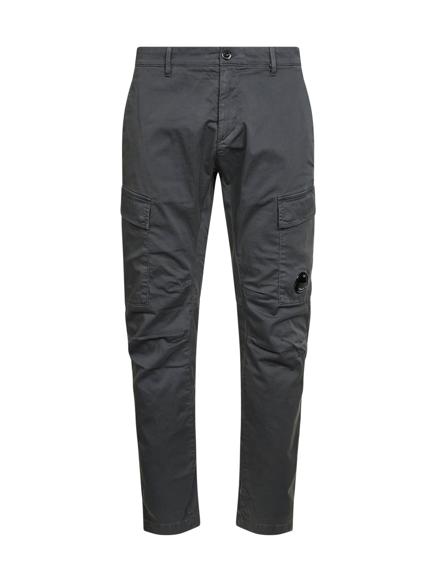 Pantaloni cargo in raso di cotone stretch grigio