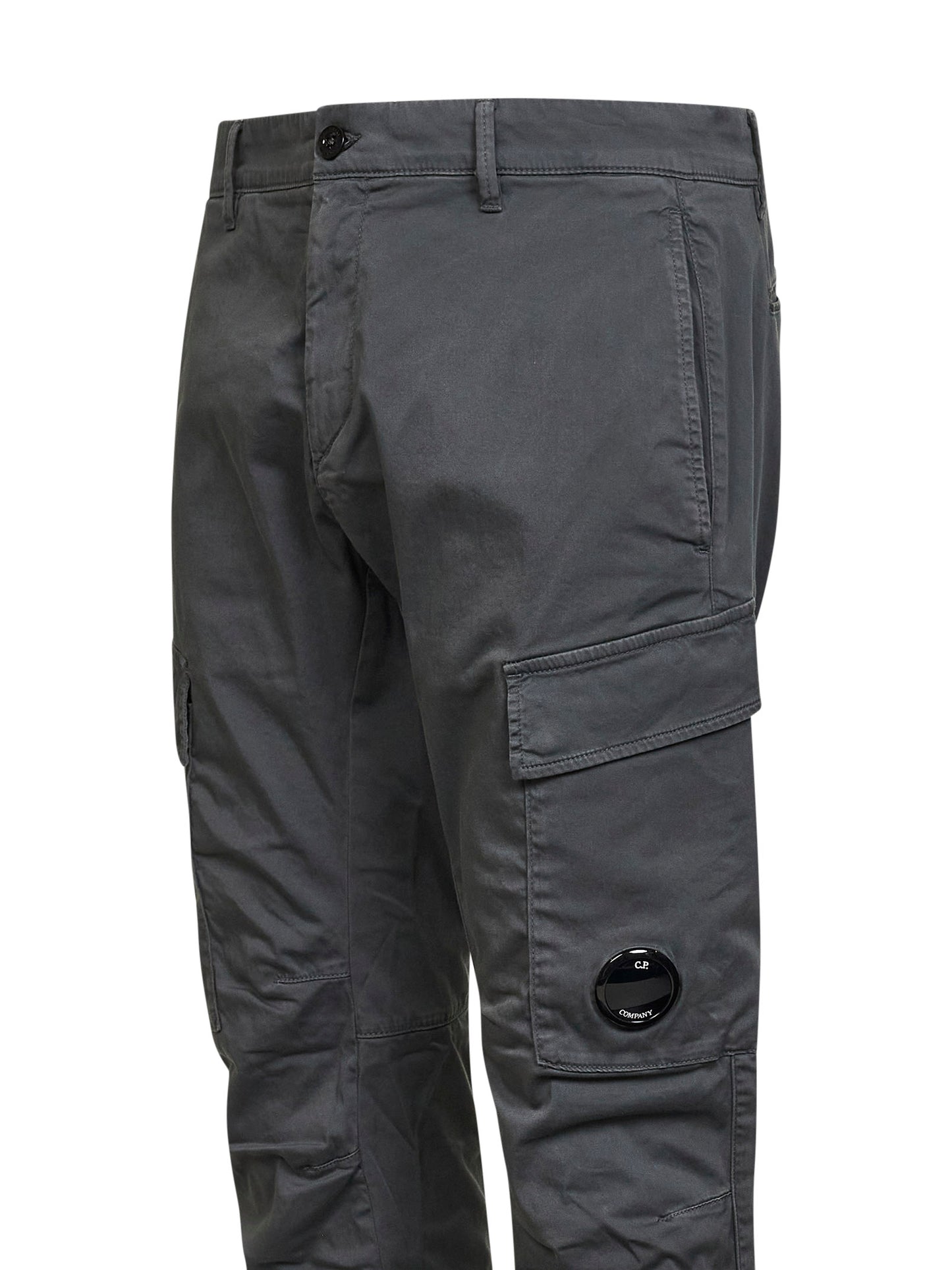 Pantaloni cargo in raso di cotone stretch grigio