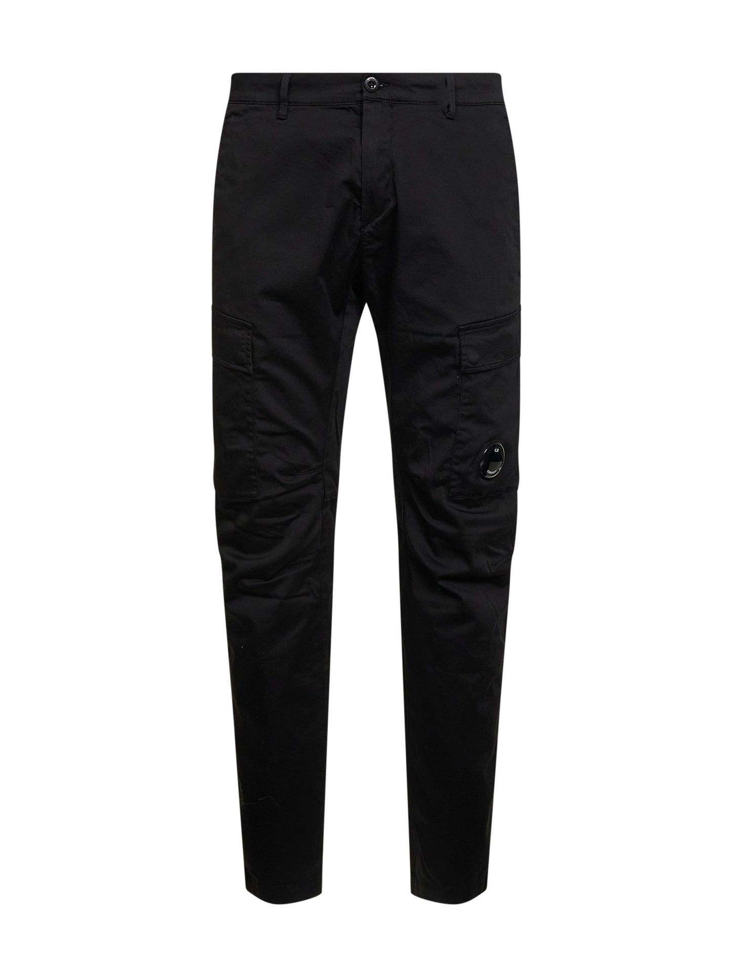 Pantaloni cargo in raso di cotone stretch nero