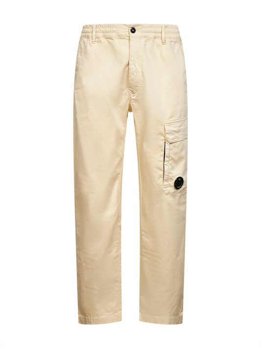 Ivory stretch cotton satin cargo trousers