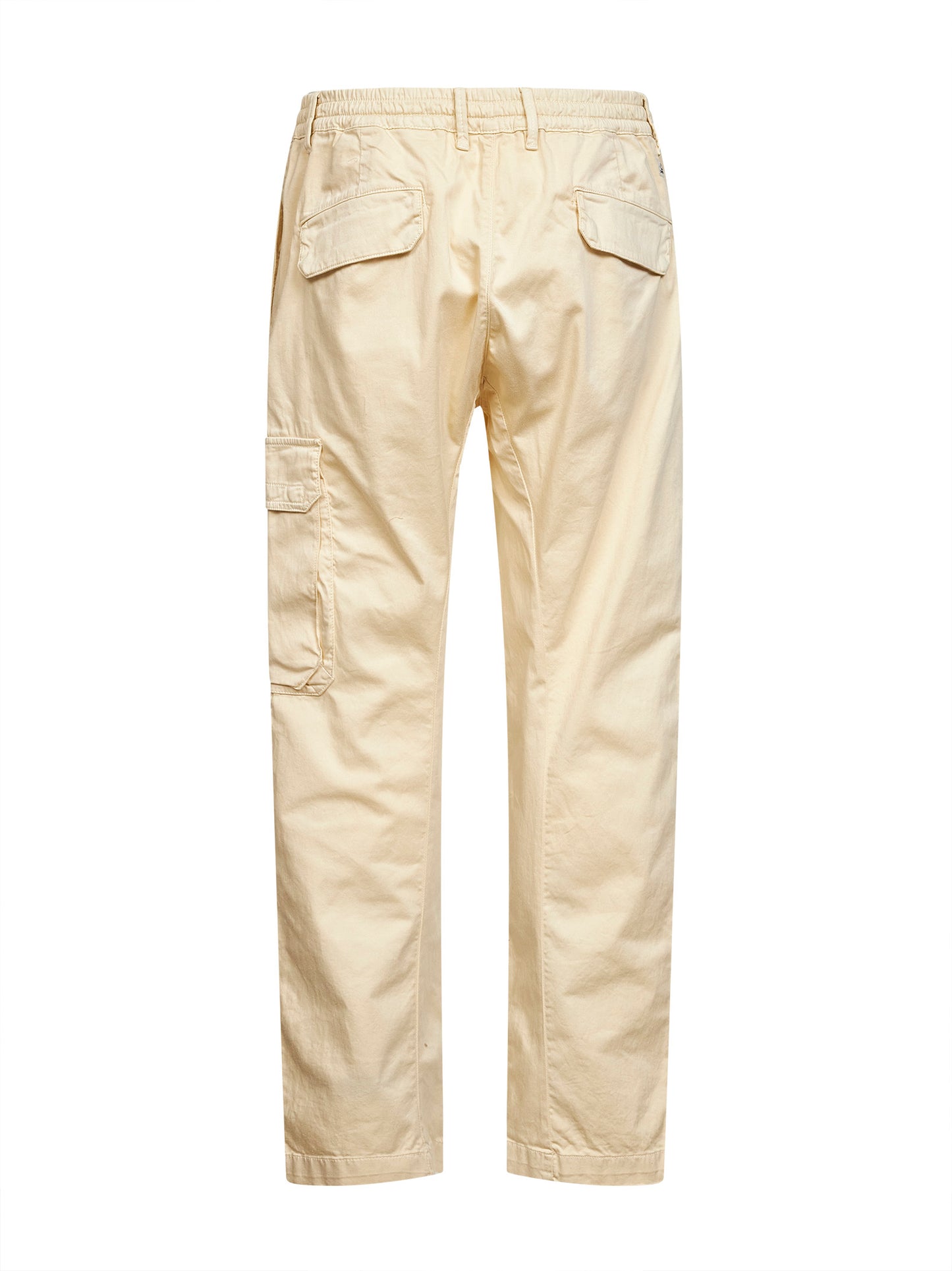 Pantaloni cargo in raso di cotone stretch avorio