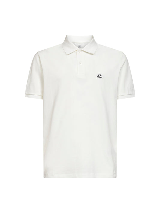 White stretch cotton pique polo shirt
