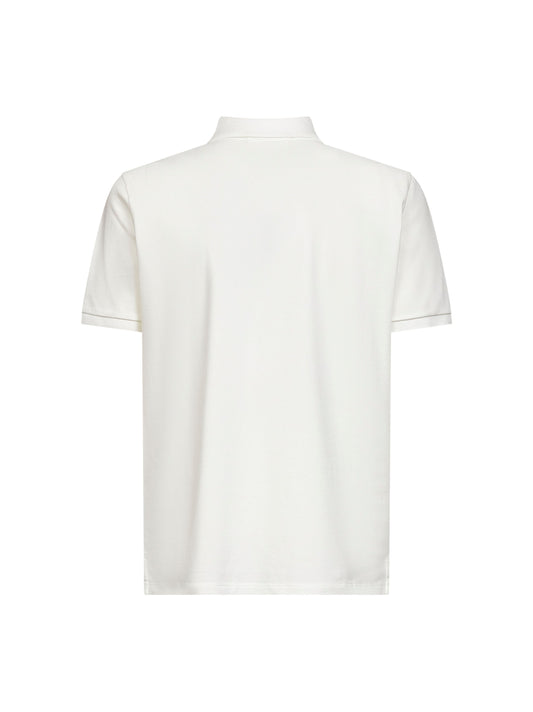 White stretch cotton pique polo shirt