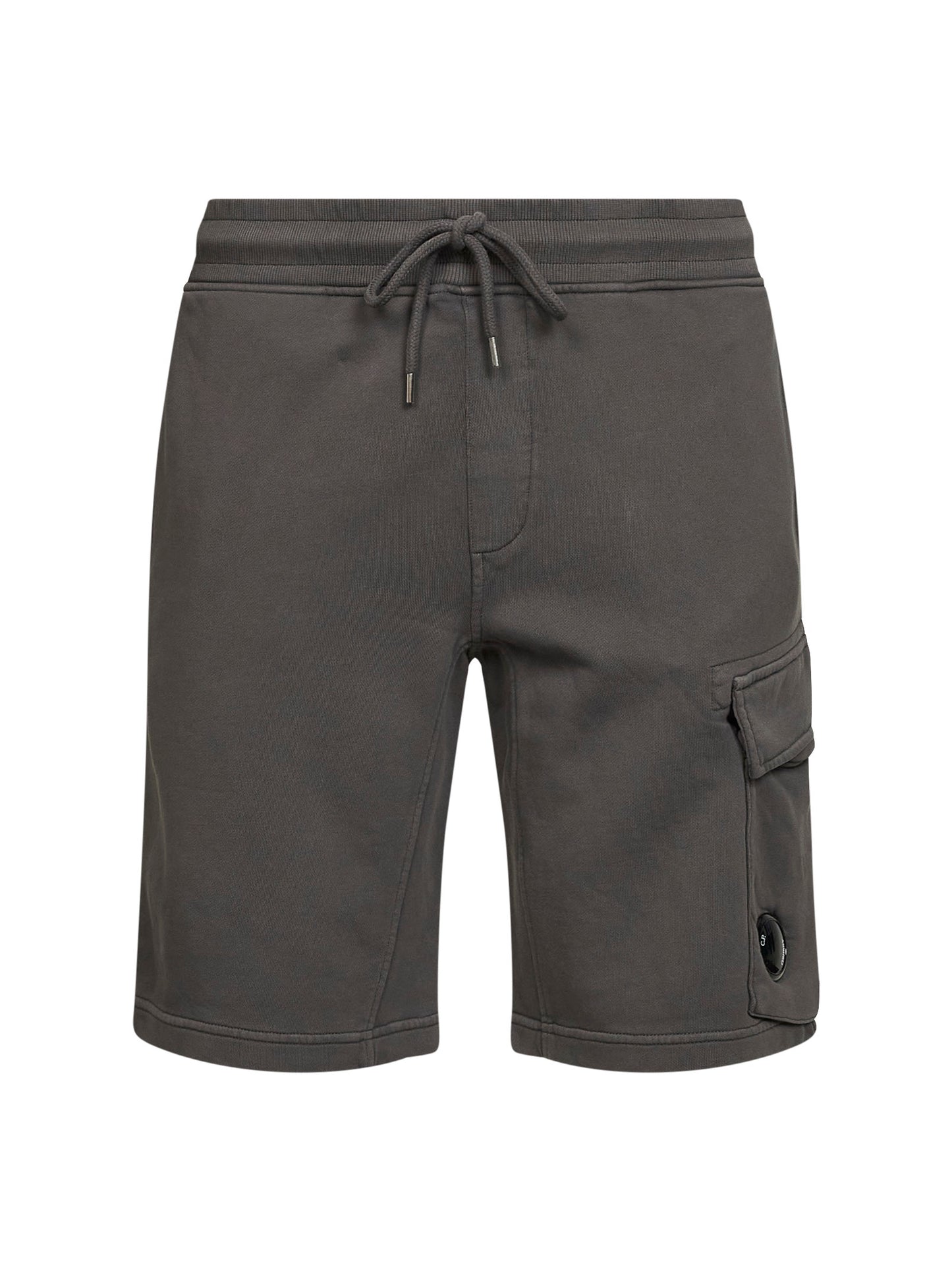 Grey diagonal cotton fleece cargo sweatshorts