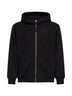 Black diagonal cotton fleece cotton zip-up hoodie