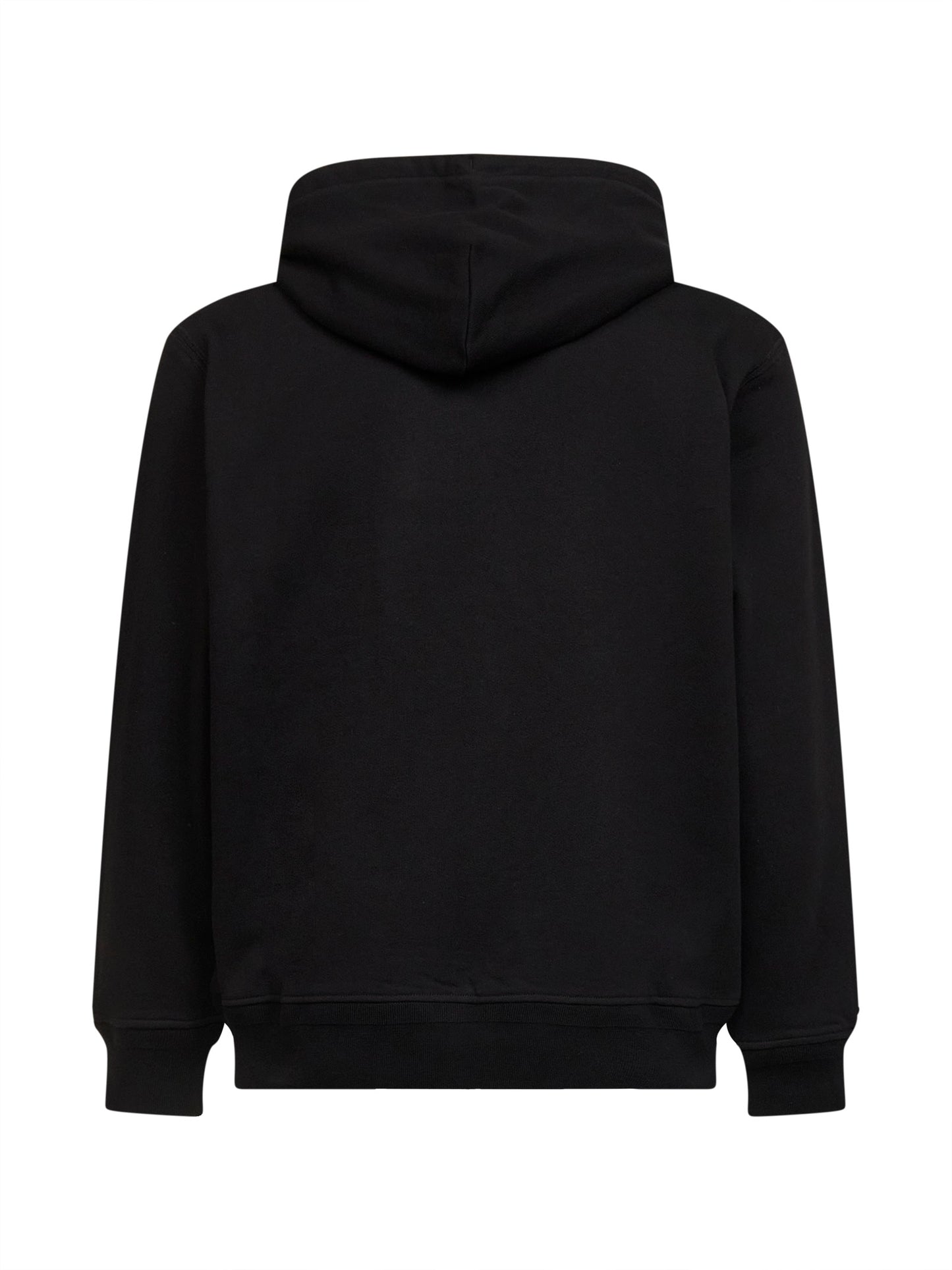 Black diagonal cotton fleece cotton zip-up hoodie