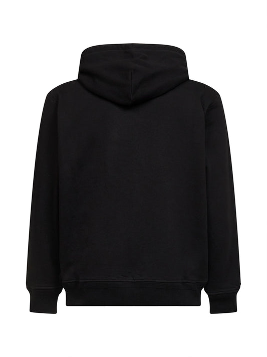 Black diagonal cotton fleece cotton zip-up hoodie