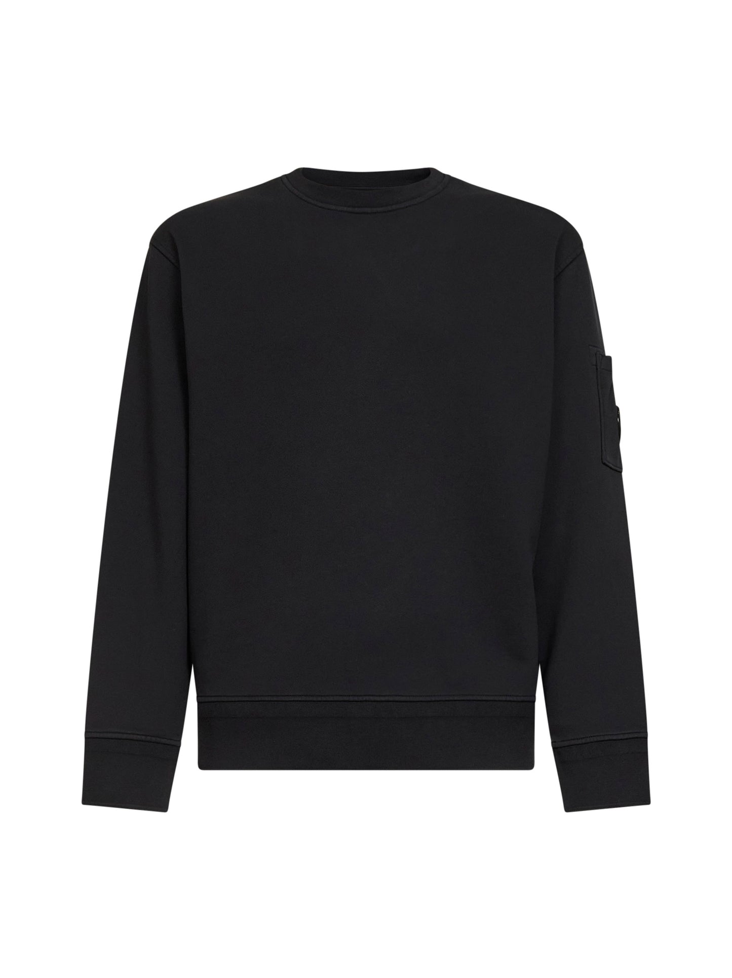 Black diagonal cotton fleece Lens crewneck sweatshirt