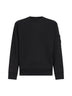 Black diagonal cotton fleece Lens crewneck sweatshirt