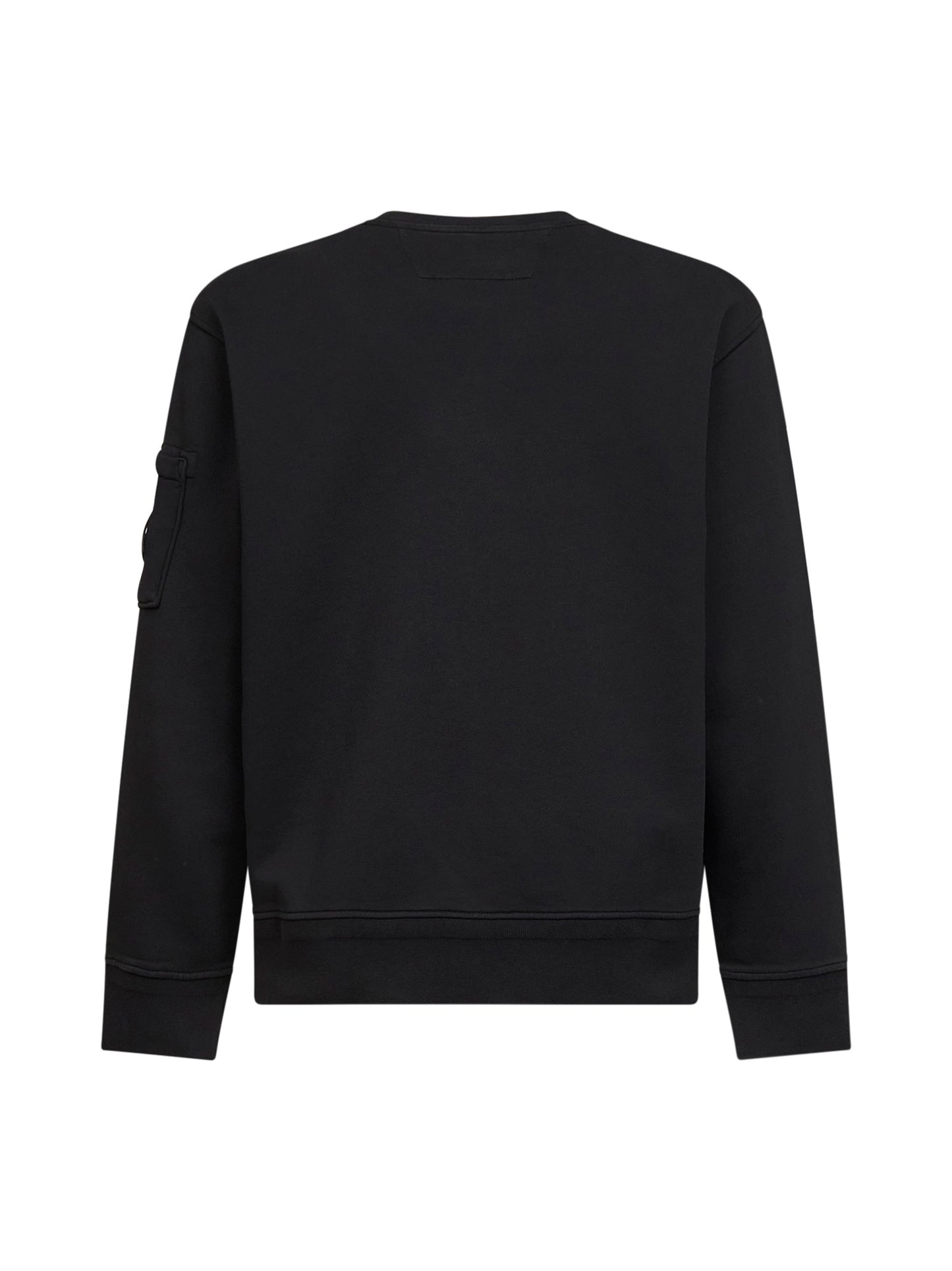 Black diagonal cotton fleece Lens crewneck sweatshirt