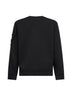 Black diagonal cotton fleece Lens crewneck sweatshirt