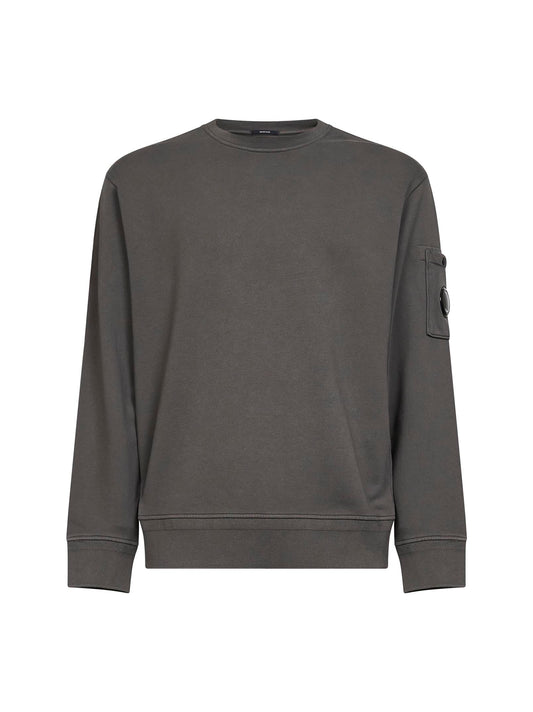 Grey diagonal cotton fleece Lens crewneck sweatshirt