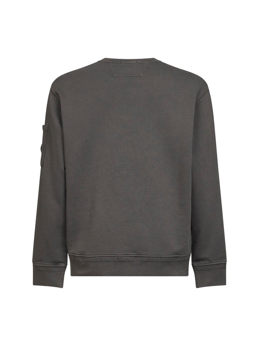 Grey diagonal cotton fleece Lens crewneck sweatshirt