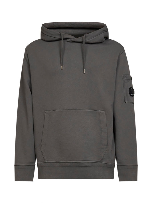 Grey diagonal cotton fleece Lens hoodie