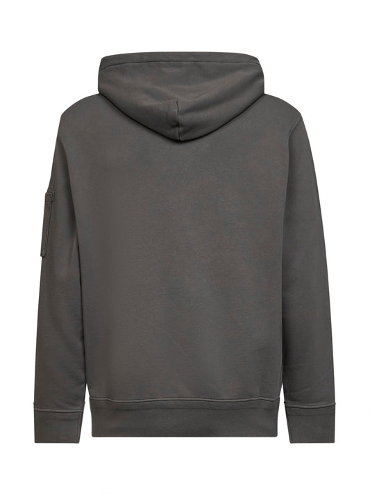 Grey diagonal cotton fleece Lens hoodie
