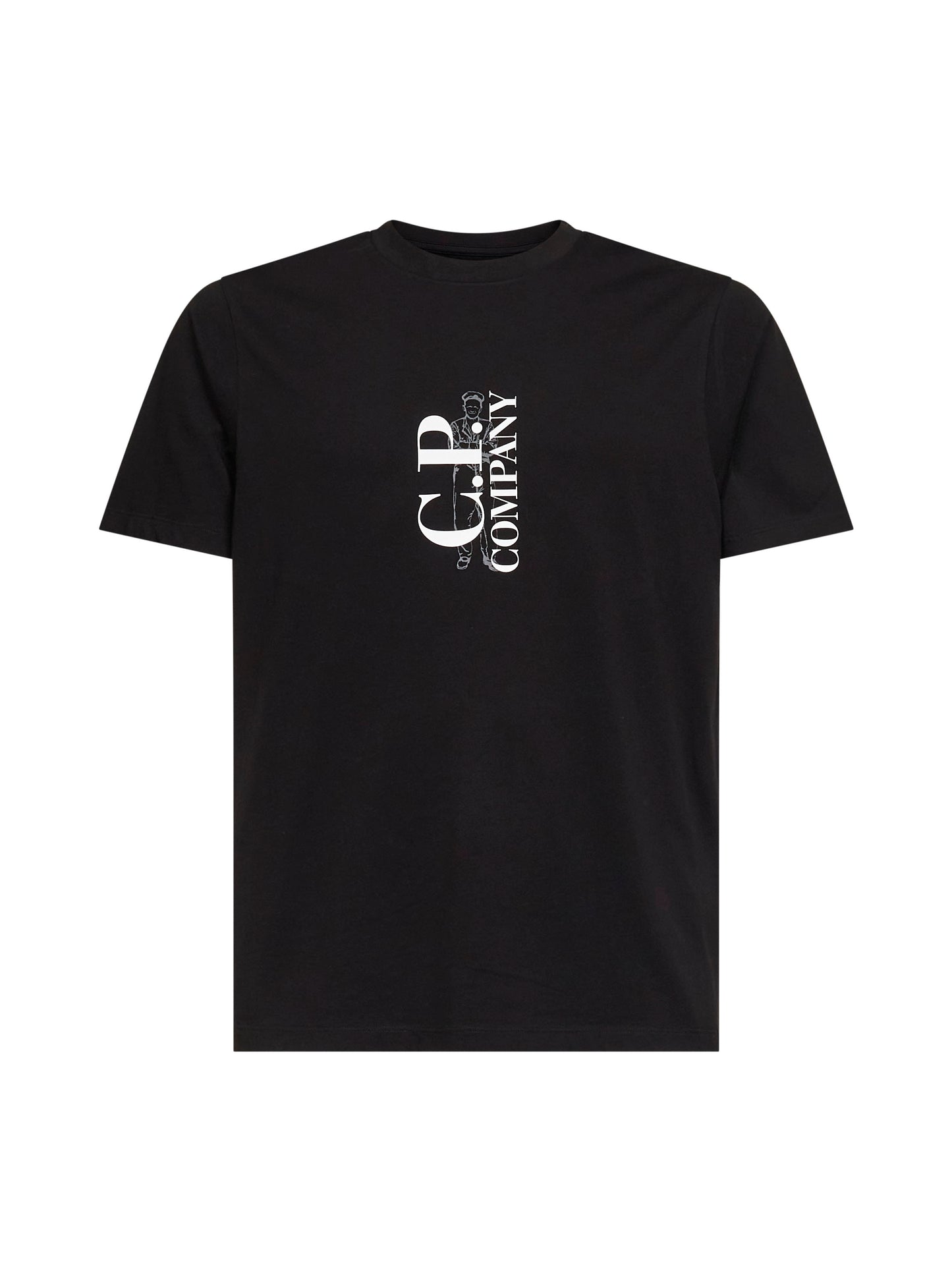 Black 30/1 jersey printed T-shirt